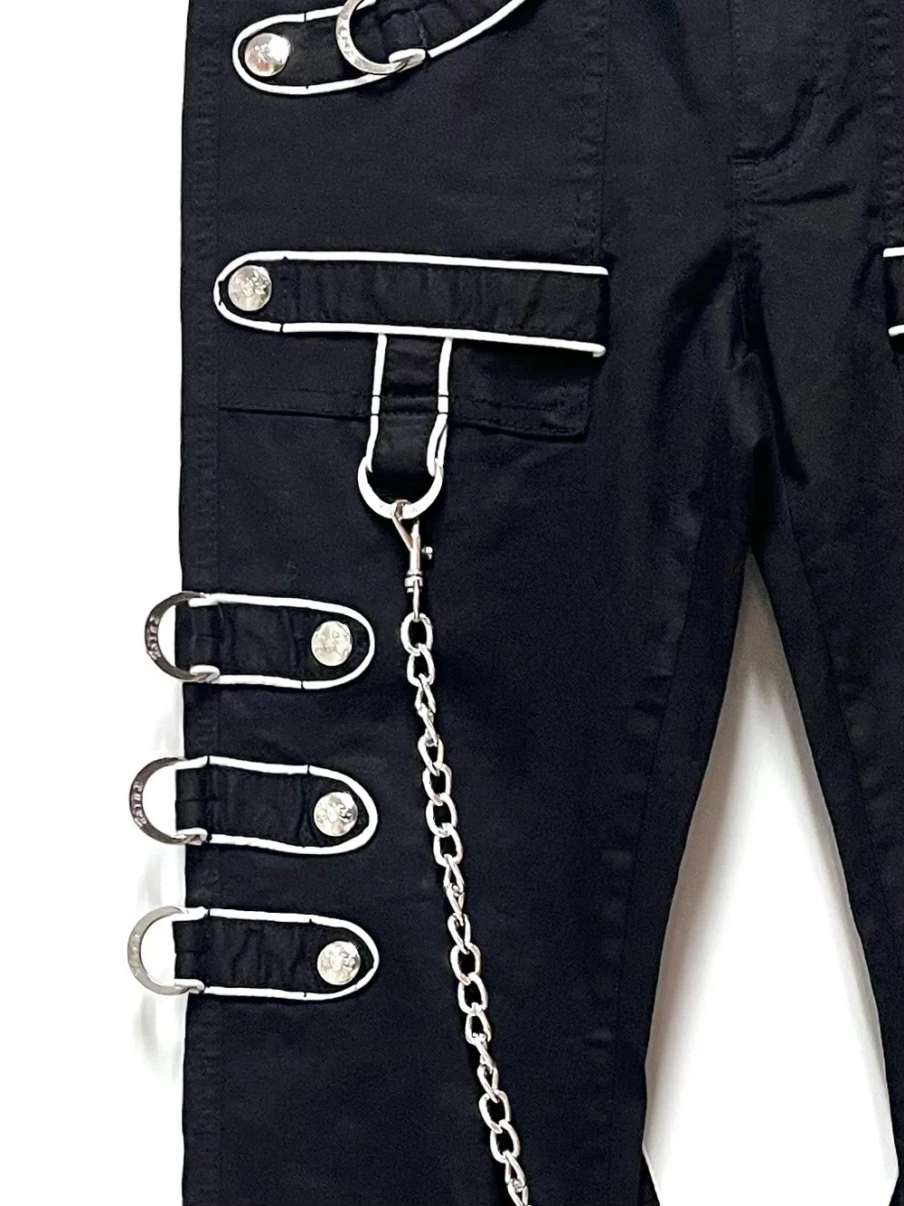 TRIPP NYC Band Pants 26 Black Bondage Chain Strap Goth Punk Unisex Cyber Y2K